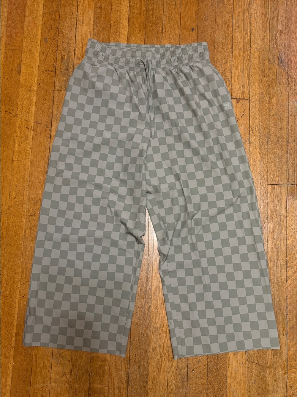 Albion Women’s Checkerboard Wide Leg Light and Dark Green Pants